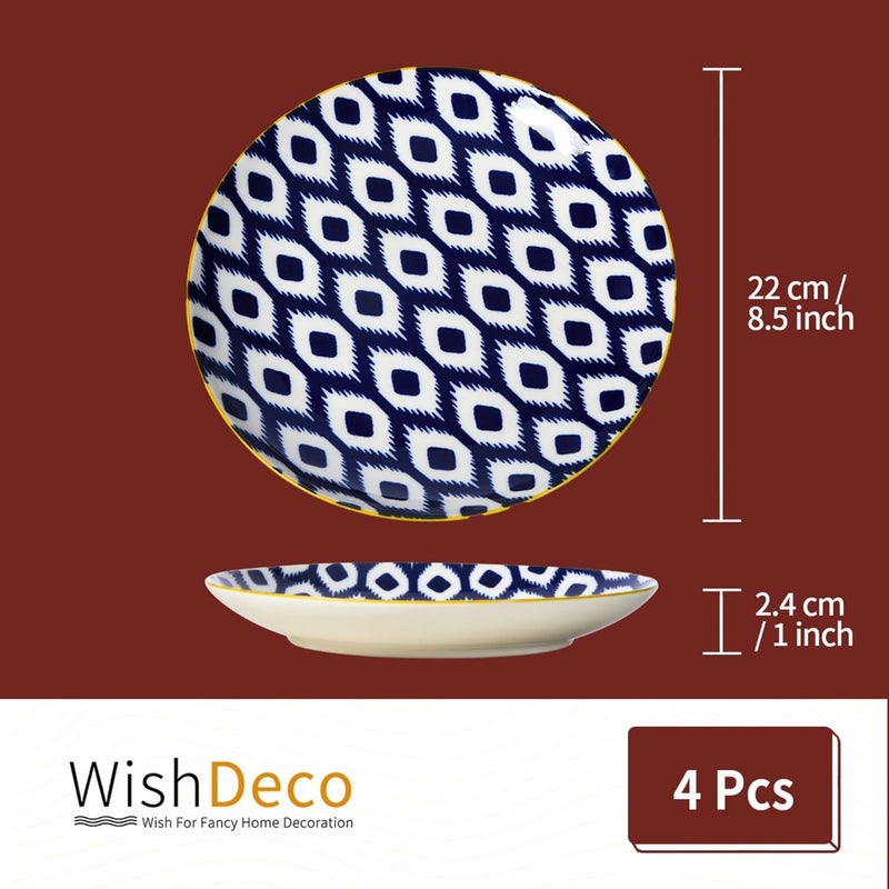 WishDeco Large Appetizer Plates Set of 4 Colorful Dessert Plates 8 Inch Ceramic Salad Plate Small Round Dinner Plate Beautiful Serving Dishes for Pasta Snack Fruit Microwave  Dishwasher Safe - Image 3