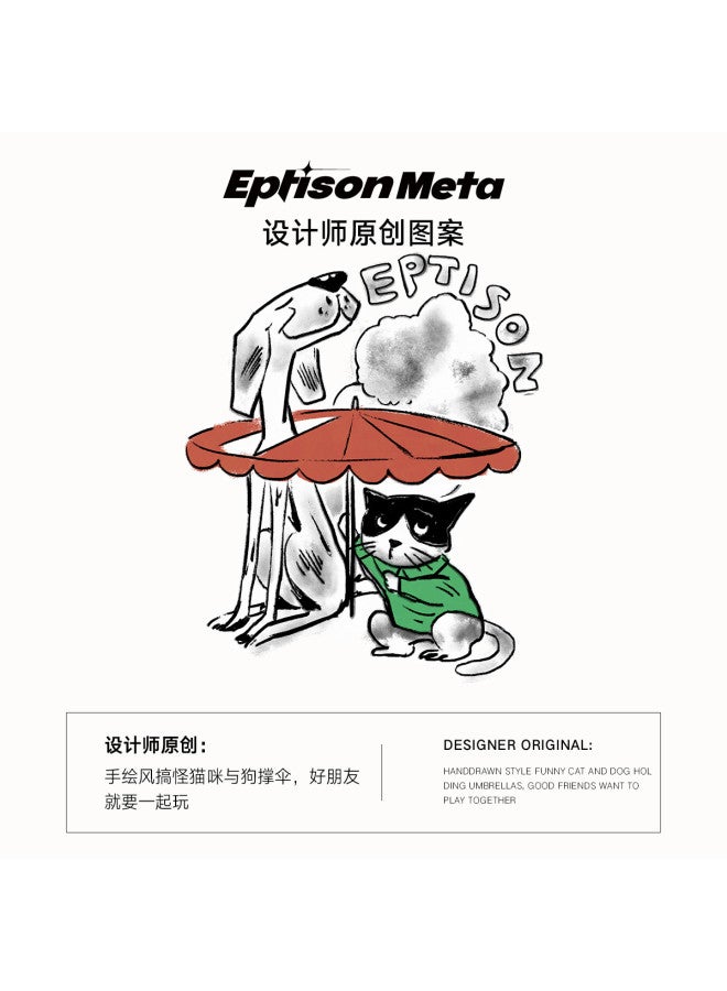 EPTISON funny Hand-painted Cat With Umbrella Print Short-sleeve T-shirt For Women & Men - Summer Casual Tee - Image 3