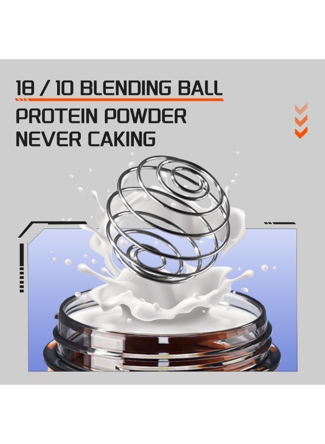 TKK 700ml Tritan plastic Blender Shaker with Shaker Ball for Protein Shakes | Orange - Image 2
