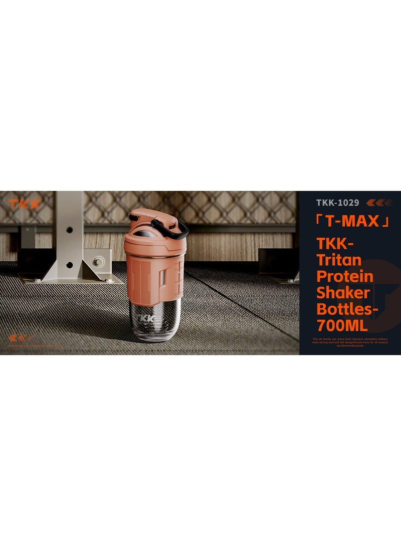 TKK 700ml Tritan plastic Blender Shaker with Shaker Ball for Protein Shakes | Orange - Image 3