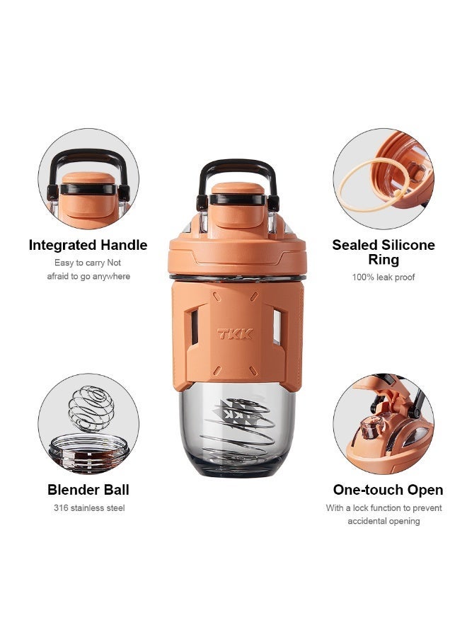 TKK 700ml Tritan plastic Blender Shaker with Shaker Ball for Protein Shakes | Orange - Image 4