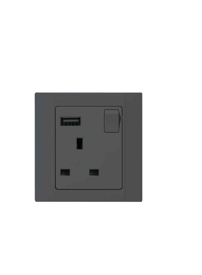 RR Switched Socket With Usb-1G-13 Ax-Rrvn6679-BLACK