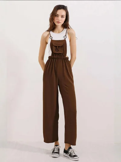 BIG DART BDART Relaxed Fit Long Denim Overalls with Pocket