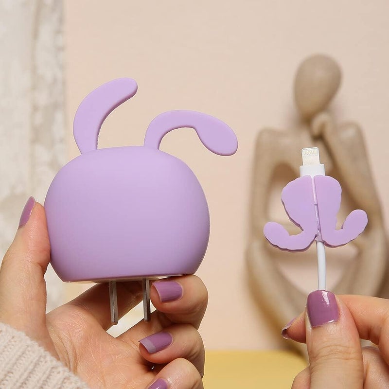 INEFABLE حامي كابل مع غلاف كرتوني ثلاثي الأبعاد لطيف لشاحن آيفون 18 واط و 20 واط لآيفون 14 13 12 11 برو ماكس مجموعة أكمام حماية كابل الشحن الكامل - 1 - Image 4