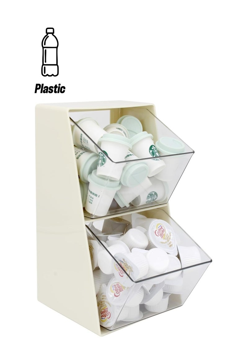 SYOSI Coffee Pod Holder with 2 Large Capacity Basket K Cup Storage Container Coffee Accessories for Creamer Suger Plastic Desk Organizer Box Tea Bag Organizer - Image 1