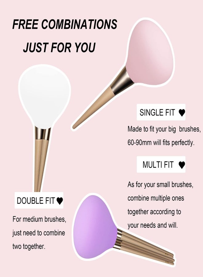 Flyaway Makeup Brush Covers, Make up Brush Holders for Travel and Home Storage, Reusable Silicone Organizer Case for Brushes, 6 Pack Dustproof Brush Protector Guards Caps Gift for Makeup Lover and Wife - Image 2