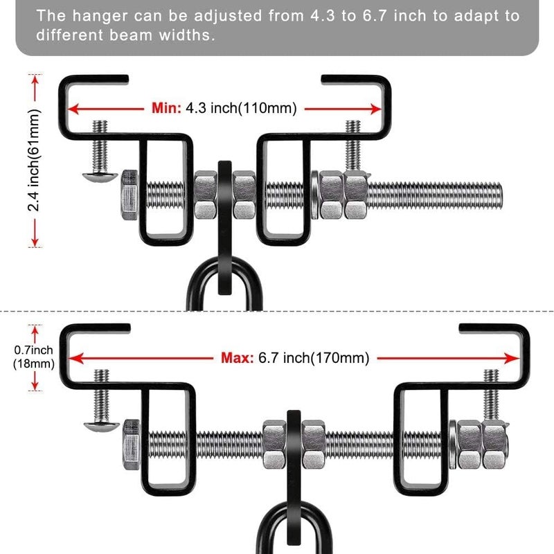 BeneLabel Punching Bag Hanger for I Beam 880 LBs Capacity Heavy Bag Mount Width Adjustable Boxing Bag Holder & Steel Beam Clamp for Beam - Image 4