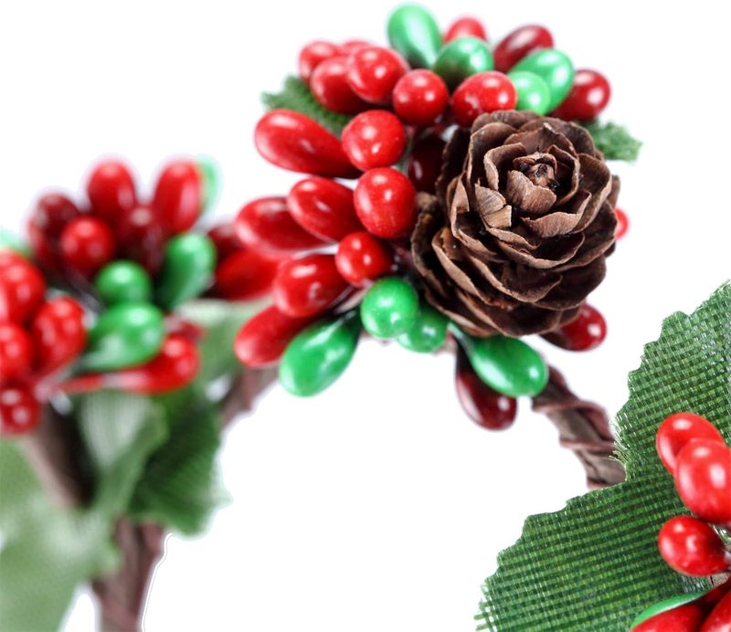 BinaryABC Christmas Candle Rings Wreaths,Red Berry Candle Rings,Christmas Candle Holder Rings,Christams Decorations,2Pcs(Internal Diameter About 2.36in) - Image 5