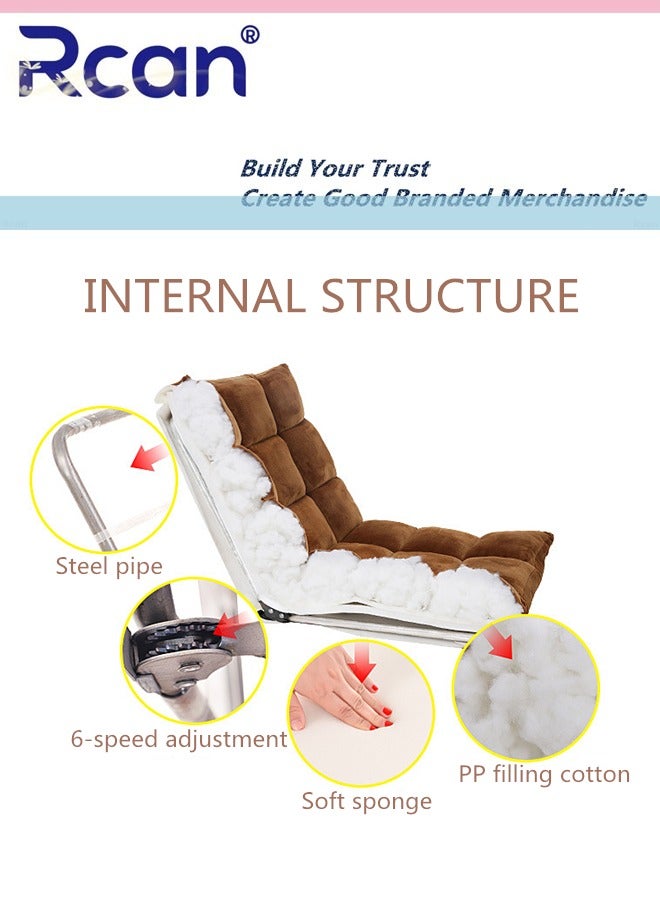 ركان كرسي أرضي فاخر قابل للطي، مبطن، كرسي ألعاب مع مسند ظهر قابل للتعديل بخمسة أوضاع مريح وناعم الملمس، مقعد سفر، كرسي خارجي وكرسي حديقة لألعاب القراءة والتأمل - Image 3