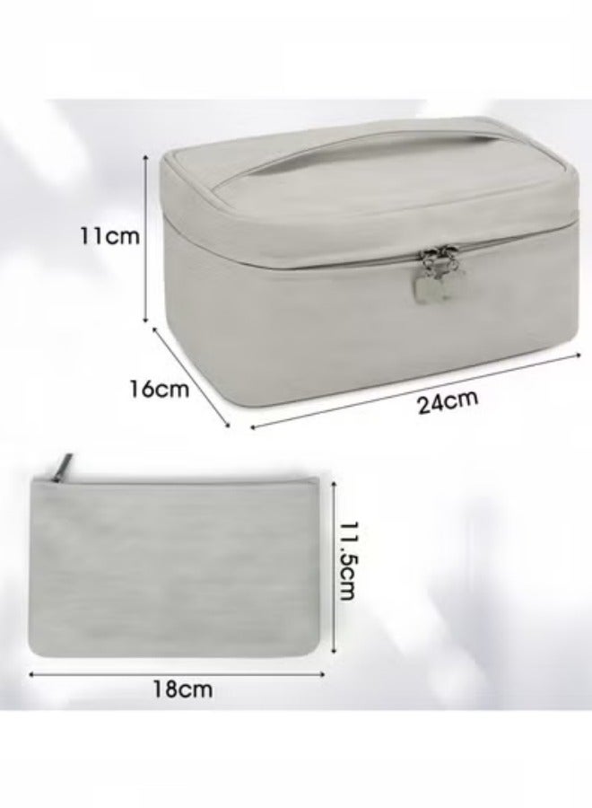 Makeup Bag Travel Cosmetic Bag Waterproof Makeup Organiser Bag Toiletry Bags for Women Large Capacity Makeup Case Organizer Coffee - Image 5