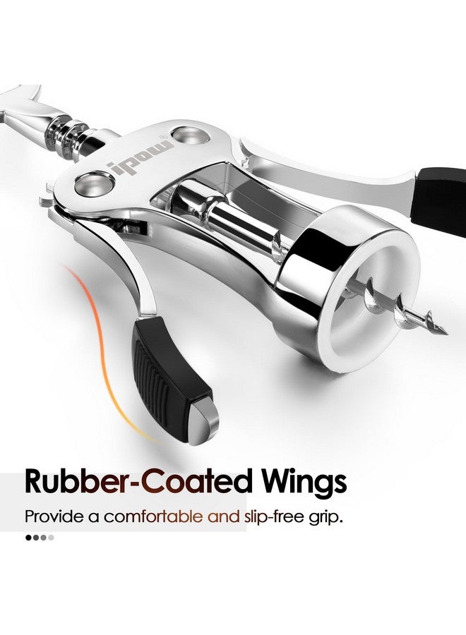 IPOW Wine Opener, Zinc Alloy Wine Bottle Opener, Wing Corkscrew Heavy Duty, Manual Multifunctional Cork Screw for Waiter, Silver - Image 5