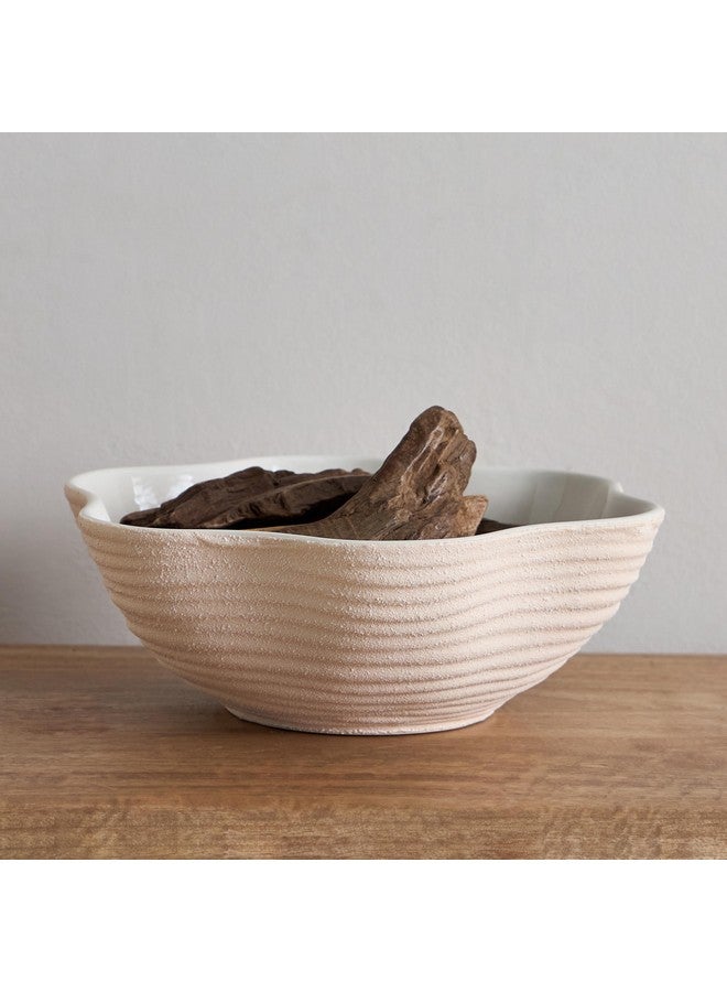 Home Box Tilden Natural Design Ceramic Deco Bowl 25.5 x 25.5 x 8.5 cm - Image 1