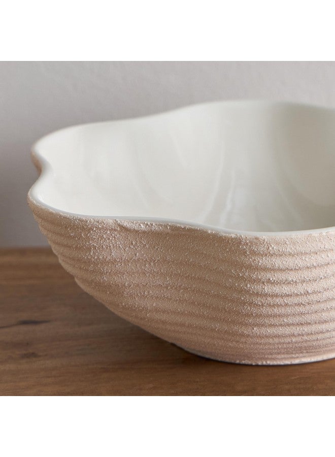 Home Box Tilden Natural Design Ceramic Deco Bowl 25.5 x 25.5 x 8.5 cm - Image 3