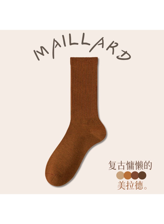 Socks Ladies Cotton Mid-barrel Autumn And Winter Warm Maillard Lazy Girls Tide Pile Stockings