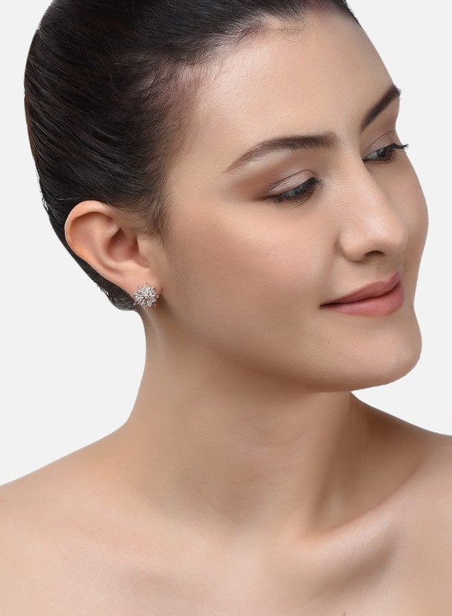 Zaveri Pearls طقم أقراط زافيري بيرلز مكون من قطعتين، مطلية بالذهب، بتصميم عصري، مرصعة بالزركونيا المكعبة، مصنوعة من النحاس الأصفر للنساء - ZPFK11162 - Image 5