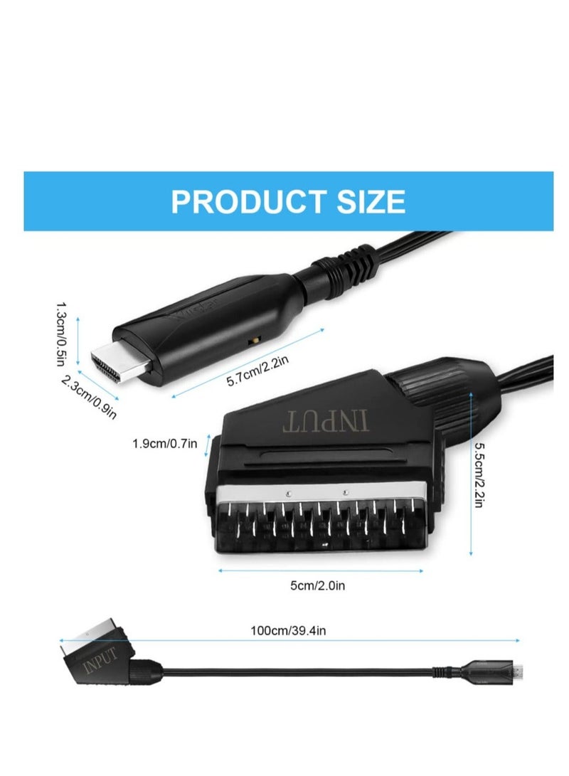 Captaintech Scart to HDMI Converter All-in-One Scart to HDMI Video Audio Converter with SCART Input&HDMI Output Connector and USB Cable HD 720/1080P Converter for HDTV STB VHS Xbox PS3 Sky Blu-Ray - Image 2