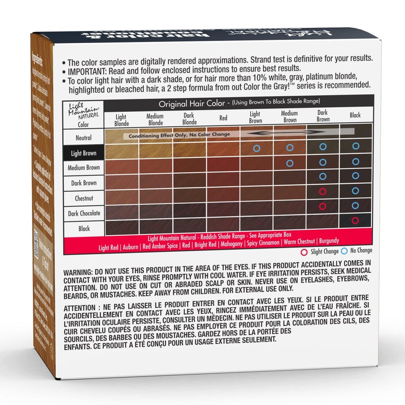 Light Mountain لون شعر الحناء من لايت ماونتن وبلسم - صبغة شعر بني فاتح للرجال/النساء، مسحوق أوراق الحناء العضوي والنباتات، لون شعر شبه دائم خالي من المواد الكيميائية، 4 أونصات - Image 2