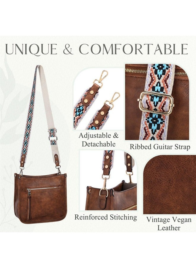 Vaschy Crossbody Bag Purse For Women,Fashion Vegan Leather Hobo Handbag Shoulder Bag Purse With Guitar Strap Brown - Image 5