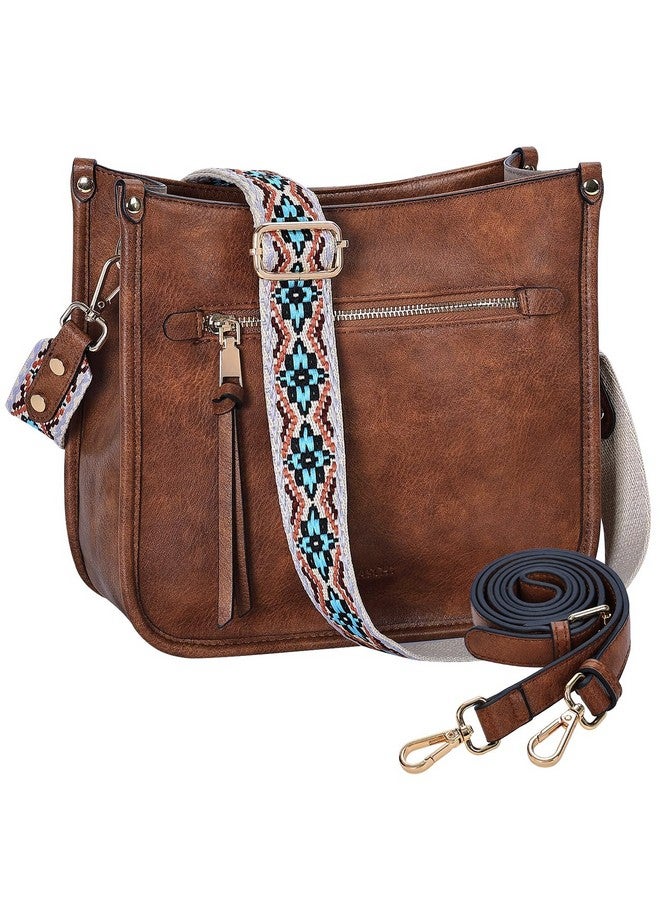 Vaschy Crossbody Bag Purse For Women,Fashion Vegan Leather Hobo Handbag Shoulder Bag Purse With Guitar Strap Brown - Image 1