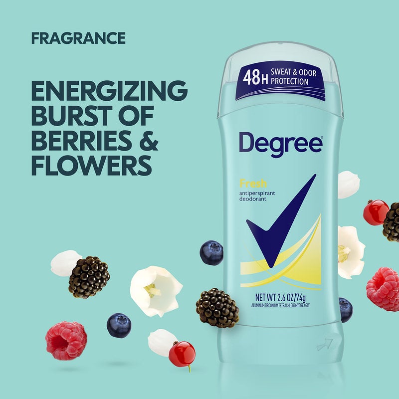 Degree Antiperspirant Deodorant Fresh Energy Pack of 6 48-Hour Sweat and Odor Protection Antiperspirant For Women 2.6 oz - Image 5
