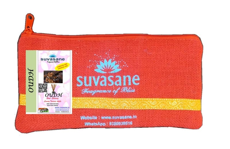 suvasane Suvasane Arabic Oudh Fragrance 150gms Herbal Pure Natural Agarbatti No Added Chemicals Brown 9 Sticks in Jute Bag  - Image 1