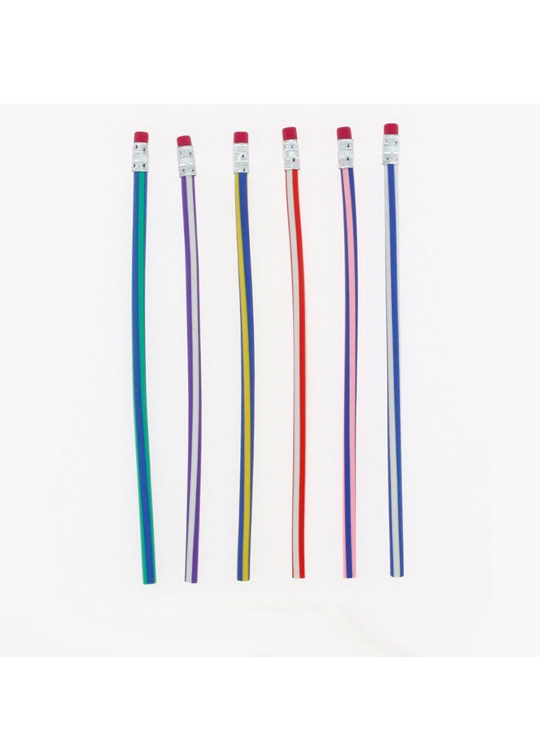 Flexible Bendable Pencils Soft Bendy Pencils Colorful Stripe Bendable Pencils Colored Bend Pencils with Eraser for School Prizes Kids Presents Teachers Classroom Supplies