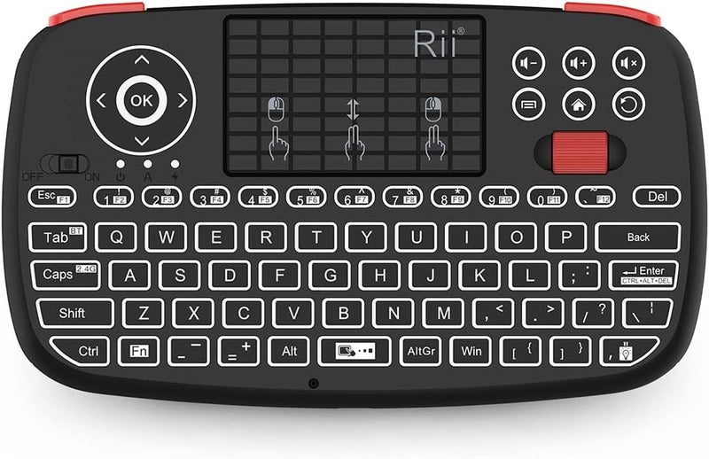 RII (Upgrade) i4 Mini Bluetooth Keyboard with Touchpad, Blacklit Portable Wireless Keyboard with 2.4G USB Dongle for Smartphones, PC, Tablet, Laptop TV Box iOS Android Windows Mac.Black - Image 1