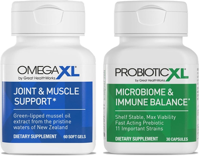 OmegaXL Powerful Joint and Muscle Support Supplement 60 Count  Probiotic XL  PreforPro DE111 Shelf Stable  Promote Healthy Gut Flora Growth 30 Veggie caps - Image 1