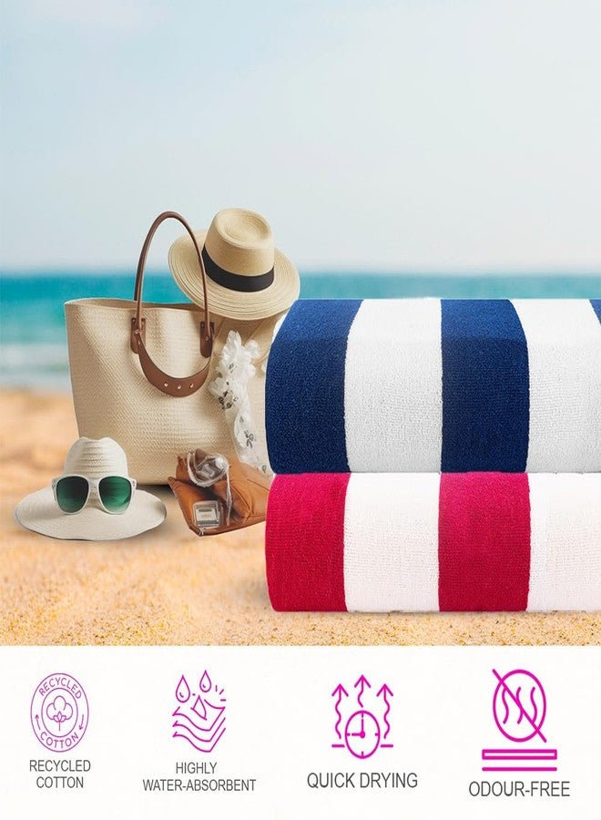 CASA COPENHAGEN Cabana Beach Designed in Denmark Rough and Tough, Quick Dry, Pool, Bath & Shower 30x60 inches 4 Pieces Cotton Beach Bath Towels Set - Turquoise, Green, Pink, Royal Blue - Image 2