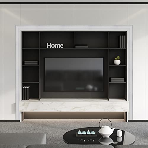 YLL YLL Crown Molding Peel and Stick 3D Wall Edging Foam Baseboard Self Adhesive Wallpaper Border Flexible Base Moulding Trim Mirror Border Wall Lines (White 1PCS-89) - Image 4