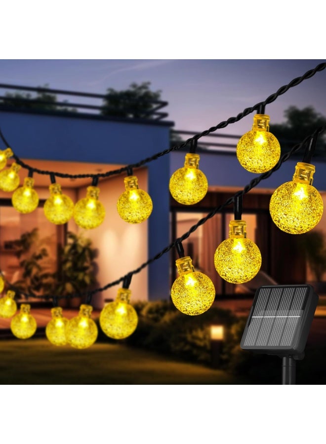 يلا جوي مصابيح المجموعة الشمسية 100 LED مقاوم للماء في الهواء الطلق، إضاءة الكرة الأرضية البلورية 12 م مع 8 أوضاع إضاءة، إضاءة بالطاقة الشمسية في الهواء الطلق لزينة حفلة الزفاف (أبيض دافئ) - Image 1