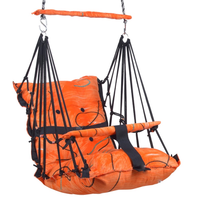 Sprointal® Swing for Kids, Baby Swing Chair Cotton Children Folding and Washable 1-5 Years Swing with Safety Belt,Home and Garden Jhula for Babies |Swing for Kids|Hanging Cradle (Orange) - Image 2