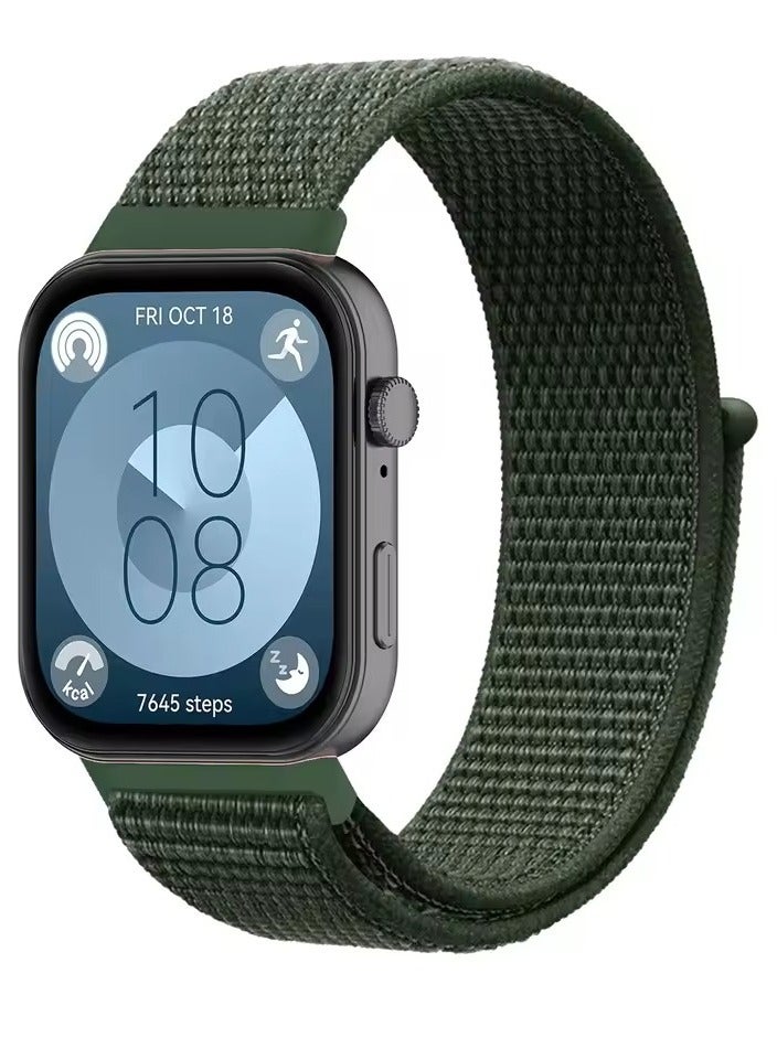 Nylon Loop Strap for Huawei Watch Fit 3/4/4 Pro Smartwatch Sport Bracelet Soft Band Correas Accessories (Green)