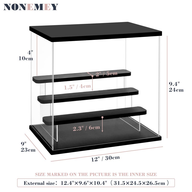 NONEMEY Clear Acrylic Display Case with Light ,3/4/5/6 Tier Multiple Color Lights via Remote Control Dustproof Display Box for Collectibles Figures Mini Toys (4Tier 12.4*9.6*10.4inch) - Image 2