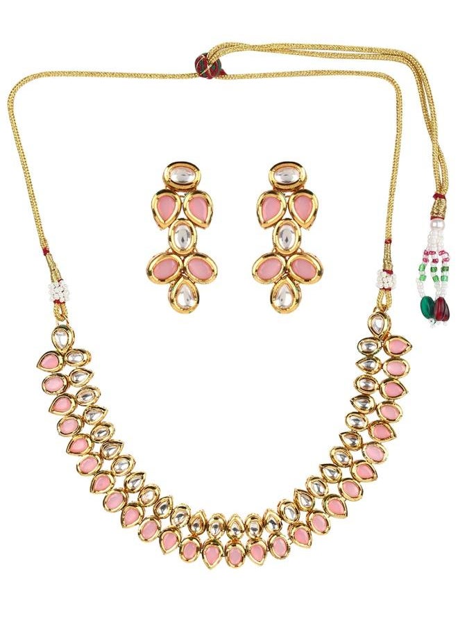 VOYLLA Kundan Gold Plated Brass Necklace Set  - Image 2