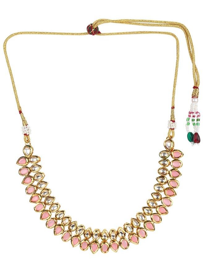 VOYLLA Kundan Gold Plated Brass Necklace Set  - Image 3