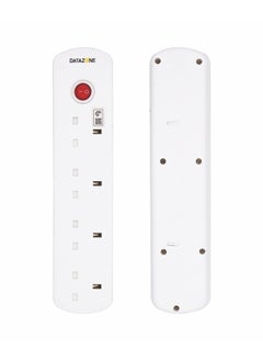 Datazone Power Extension Cord 13A 4 Sockets 2M White  - Image 3
