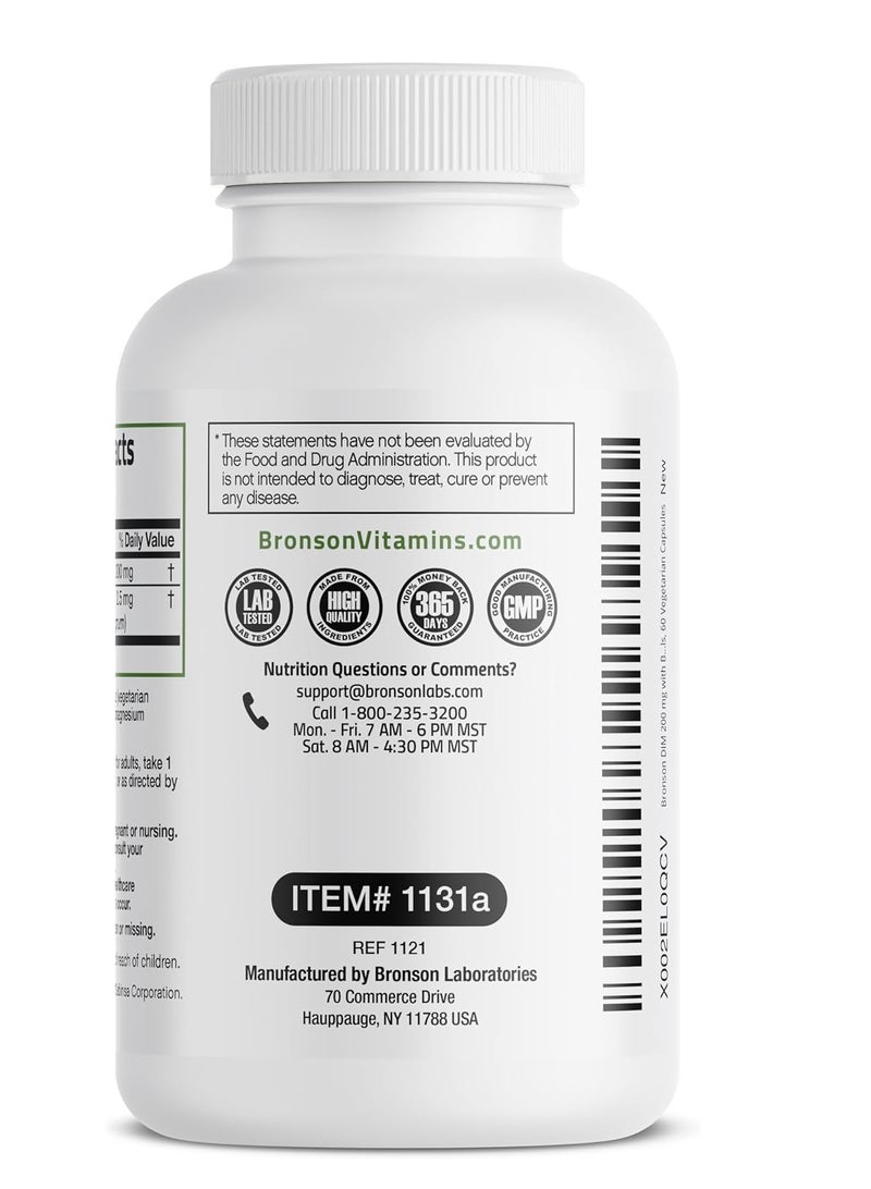 برونسون DIM 200 MG مكمل Diindolymethane مع BioPerine 60 كبسولة نباتية تكفي لمدة شهرين - Image 3