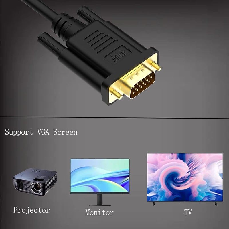 Anbear Display Port to VGA Cable 6ft, VGA to displayport 1080P Compatible for Monitor Laptop Computer Desktop - Image 3