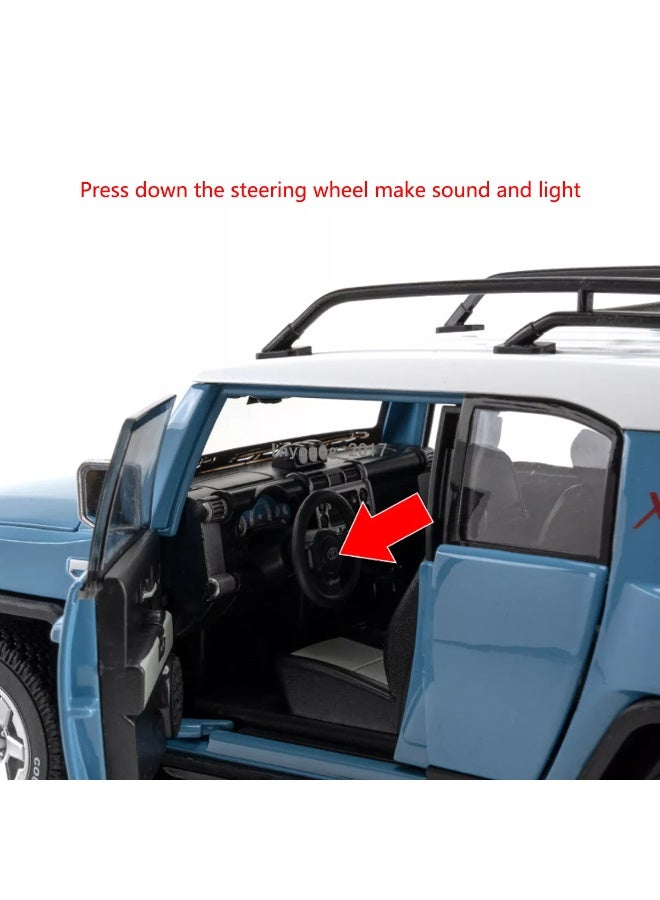 حديقة الألعاب محاكاة بمقياس 1:24 لسيارة تويوتا FJ كروزر المصبوبة - لعبة سيارة رياضية متعددة الاستخدامات من سبائك معدنية قابلة للسحب للخلف مع أضواء وصوت - سيارة لعبة للأطفال والكبار - Image 5