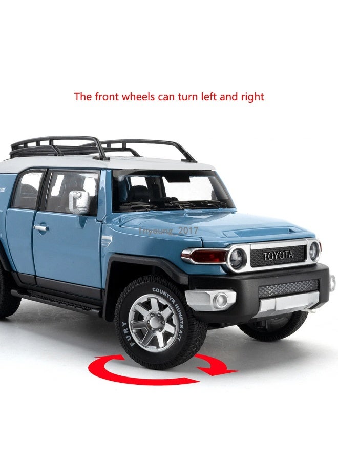 حديقة الألعاب محاكاة بمقياس 1:24 لسيارة تويوتا FJ كروزر المصبوبة - لعبة سيارة رياضية متعددة الاستخدامات من سبائك معدنية قابلة للسحب للخلف مع أضواء وصوت - سيارة لعبة للأطفال والكبار - Image 4