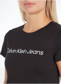 Calvin Klein Jeans Calvin Klein Jeans Women's T-Shirt - Casual Tops - Cotton , Black  - Image 4