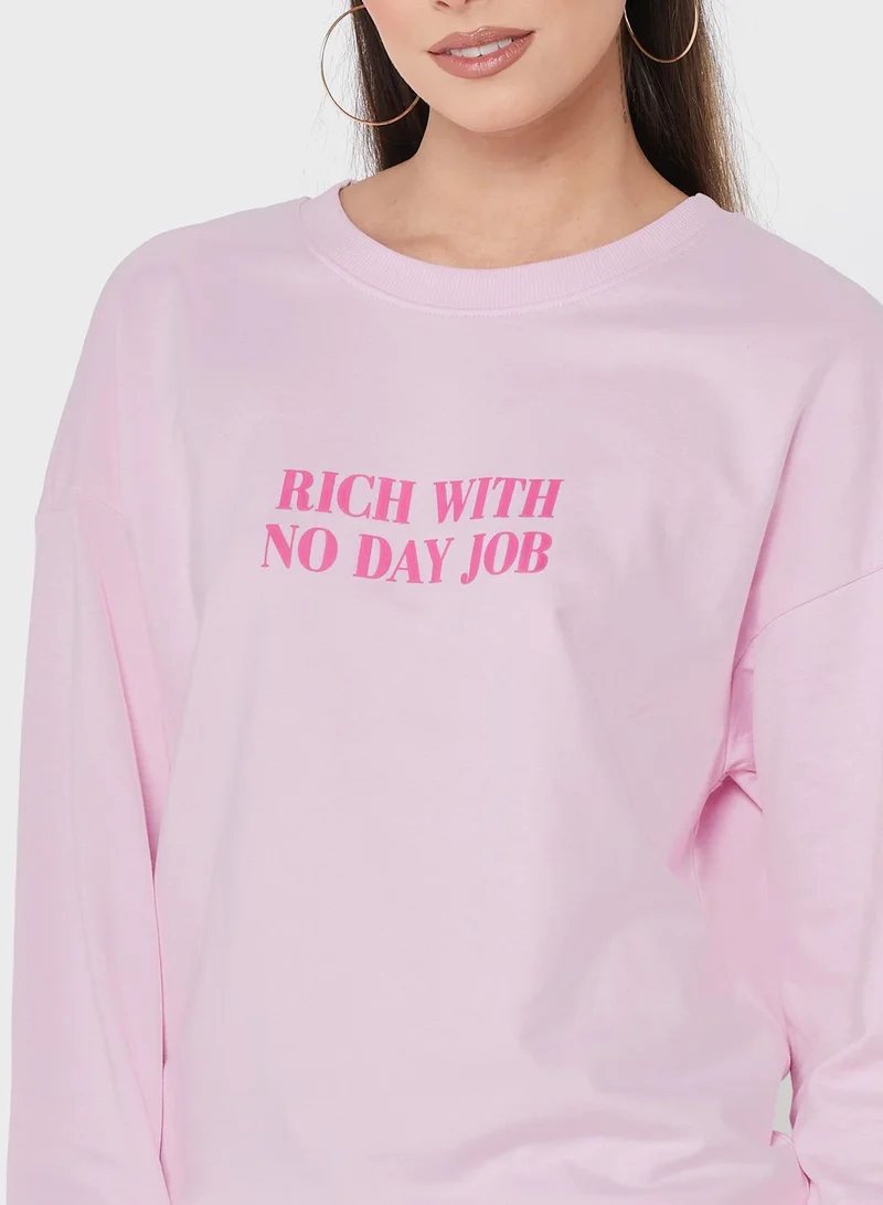 Saweetie Crew Neck Graphic Sweatshirt