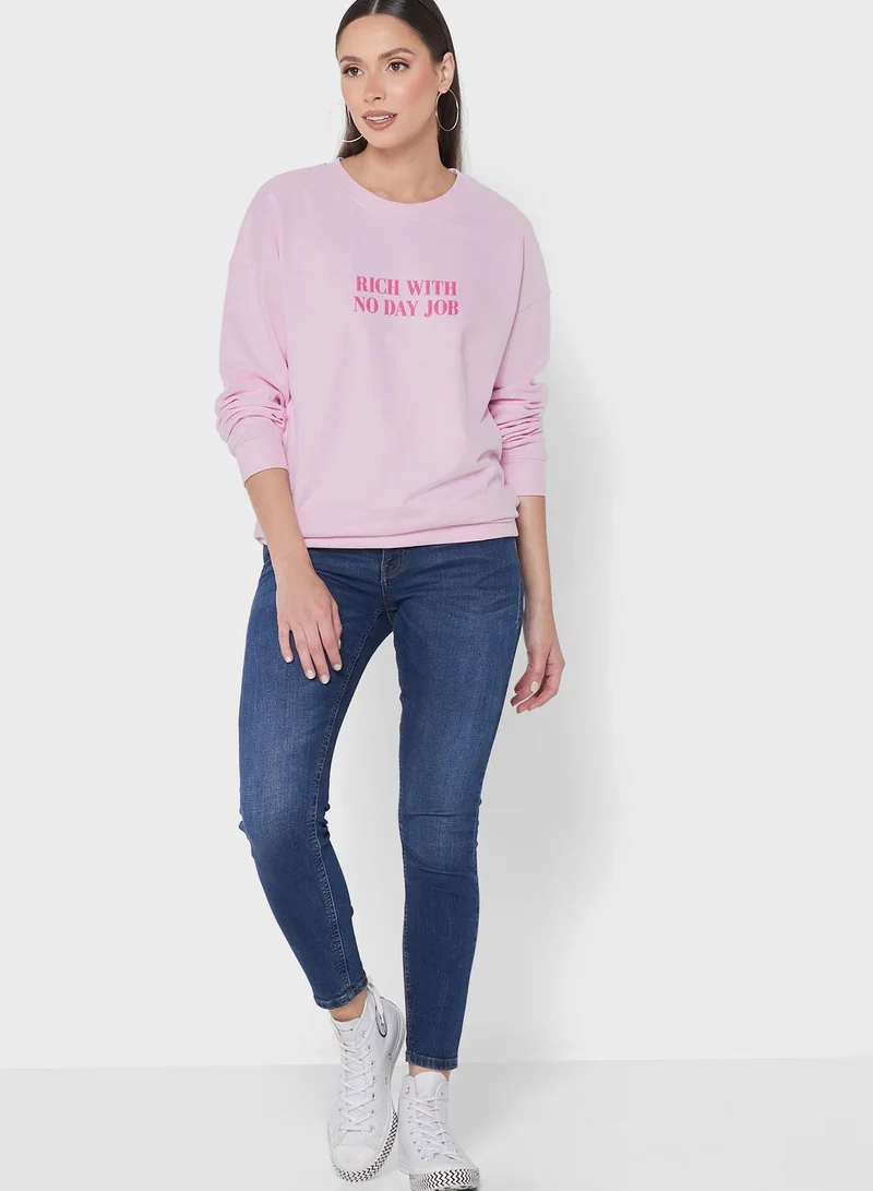 Saweetie Crew Neck Graphic Sweatshirt
