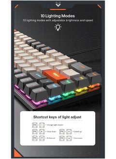 iMice Compact 68-Key Mechanical Keyboard - TYPE-C Detachable Cable, 10 Dynamic Light Effects, Spill-Resistant, All-Key Anti-Ghosting, Plug  Play for Windows/Mac/Laptop  - Image 3