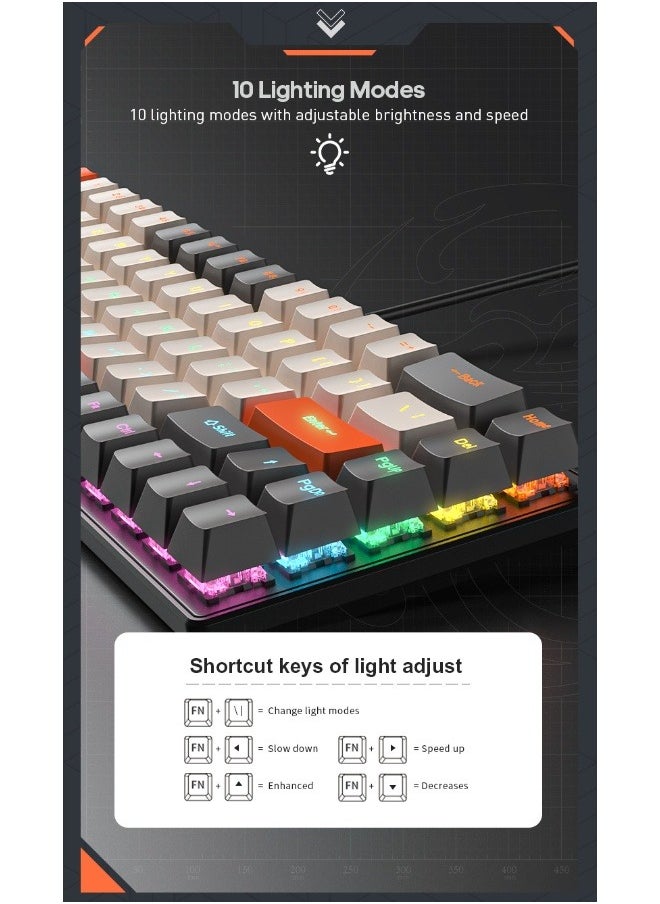 iMice - Compact 68-Key Mechanical Keyboard - TYPE-C Detachable Cable, 10 Dynamic Light Effects, Spill-Resistant, All-Key Anti-Ghosting, Plug  Play for Windows/Mac/Laptop - Image 1