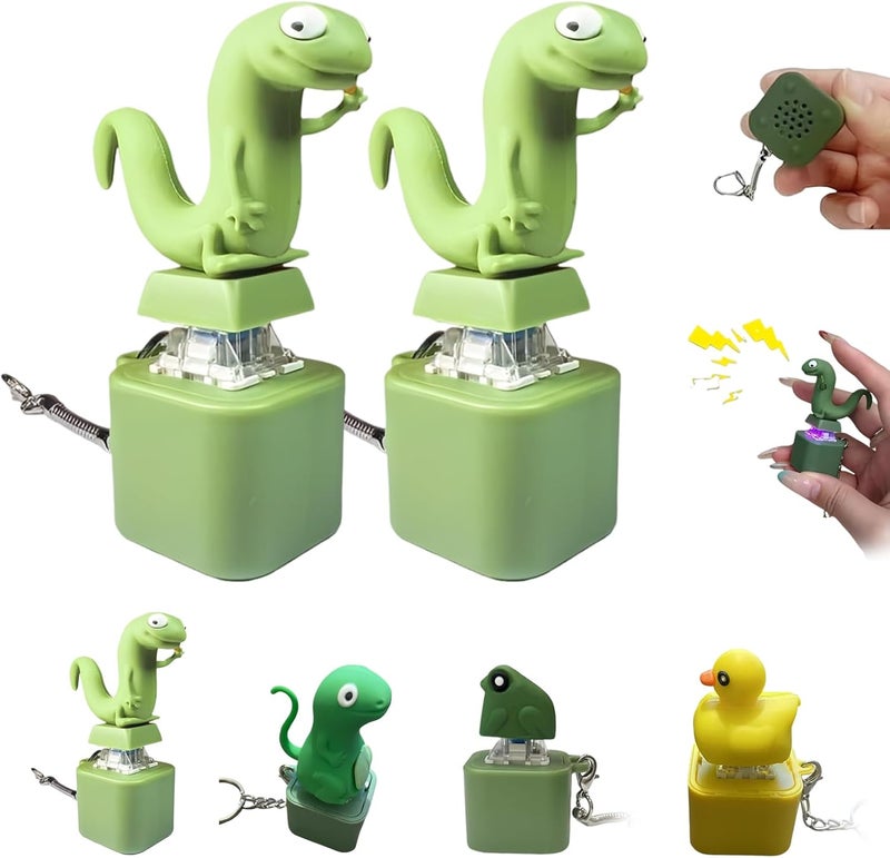 Lizard-shaped sound-emitting charging key chain fun spoof vent decompression artifact pendant Green - Image 3