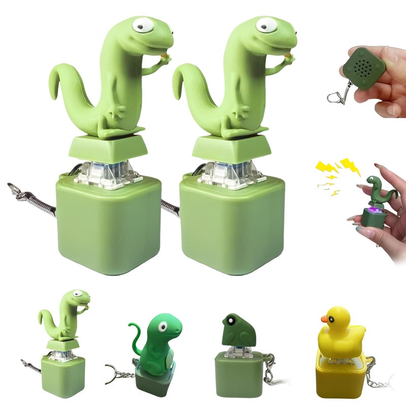 Lizard-shaped sound-emitting charging key chain fun spoof vent decompression artifact pendant Green - Image 2