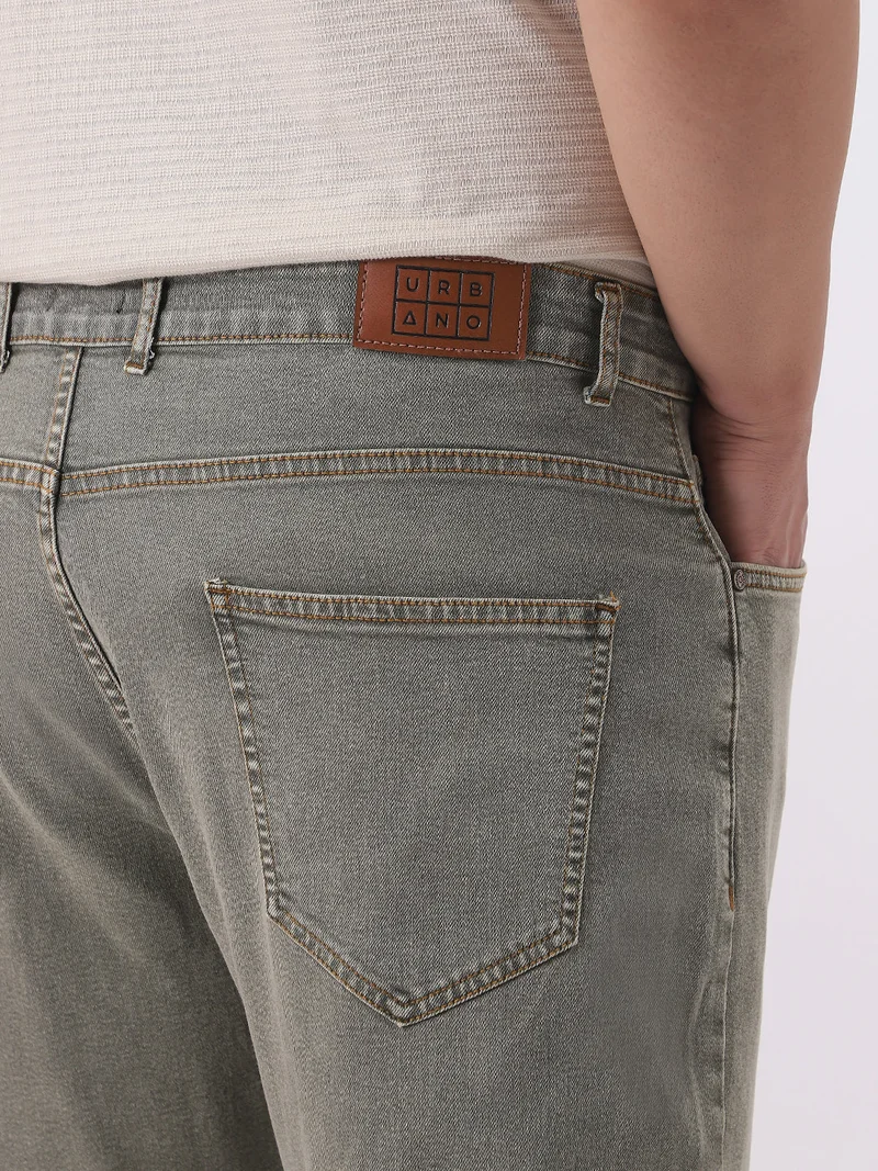 Urbano Fashion  Urbano Plus Men's Light Grey Straight Fit Heavy Washed Jeans Stretchable  | Best Price UAE