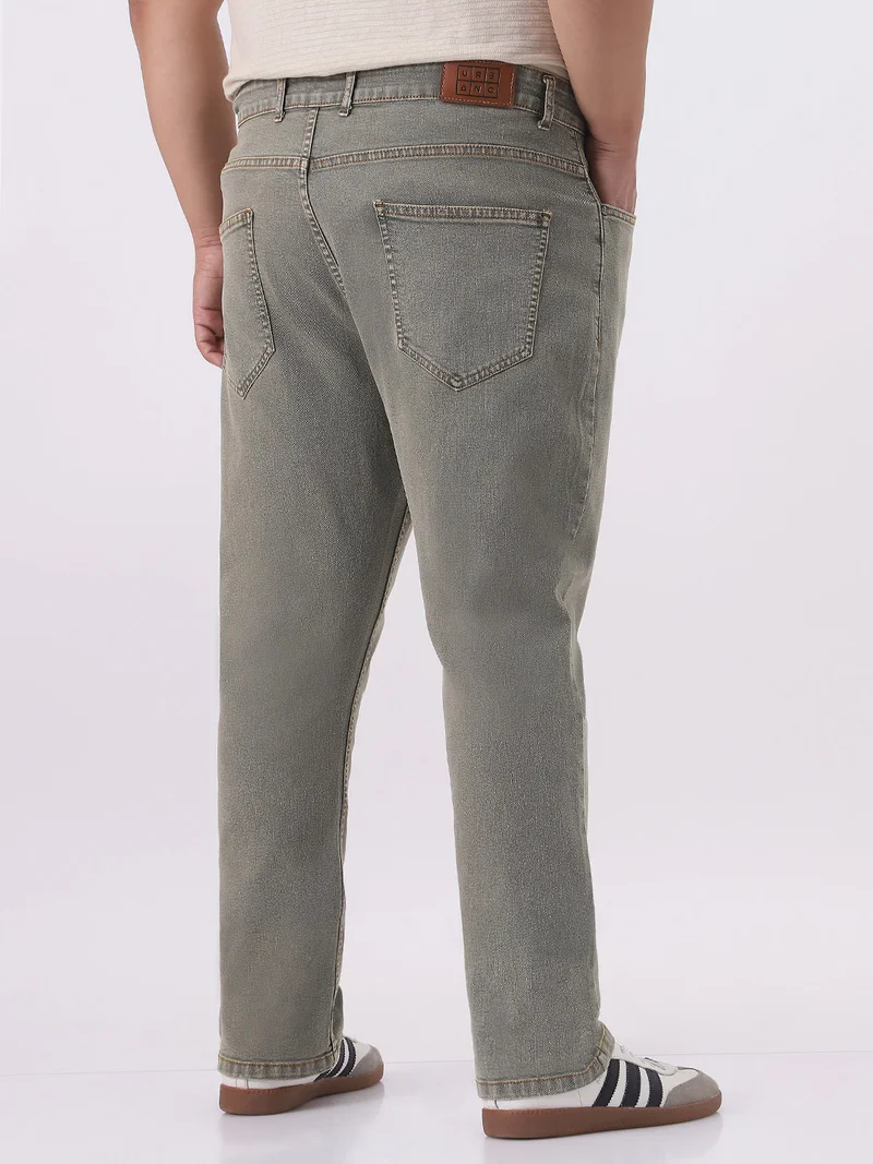 Urbano Fashion  Urbano Plus Men's Light Grey Straight Fit Heavy Washed Jeans Stretchable  | Best Price UAE